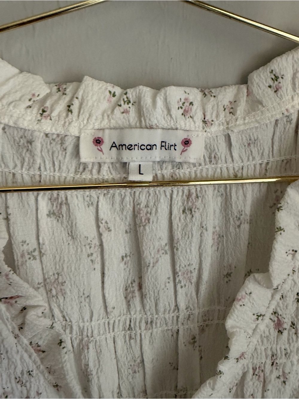 American Flirt White Floral Tie-Front Smocked Camisole - Picture 2 of 3